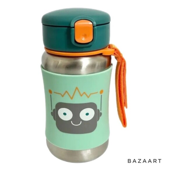 Skip Hop Robot Stainless Steel Straw Bottle 12oz - Picture 2 of 5